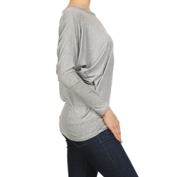 MOA Collection Women's Dolman Sleeve Gray Top - Picture 4 of 14